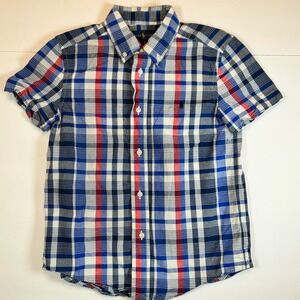 Ralph Lauren Kids Plaid Button Down Shirt Short Sleeve Size 7 Blue Red White